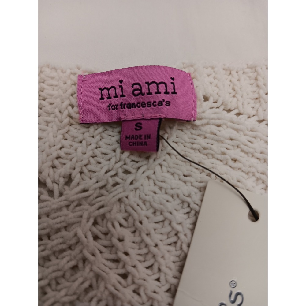 Mi Ami for Francescas Ombre Leaf Knit Crop Sweater Cream Green Size S - Picture 4 of 12
